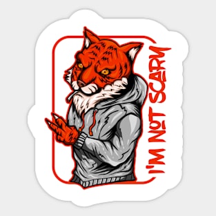 Tiger Swagger Wearing Hoodie and Cig (I'm not Scary) Sticker